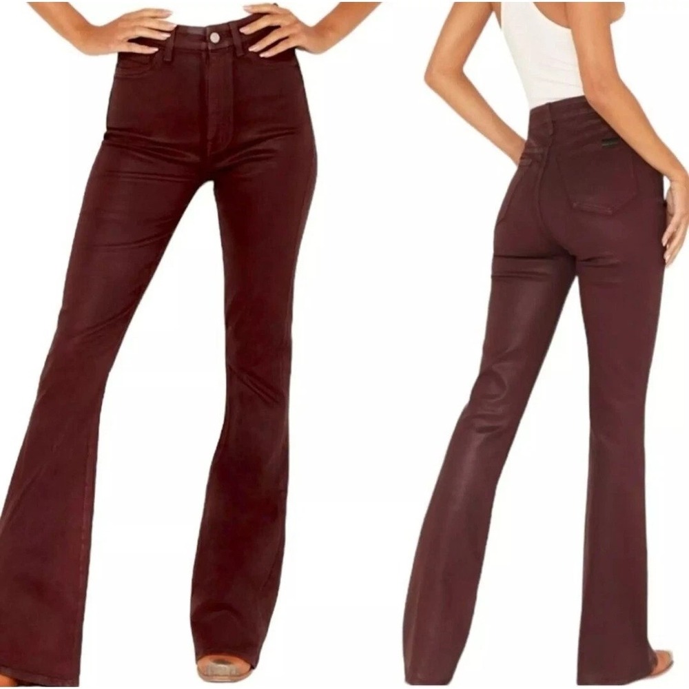 7 for All Mankind Ultra High Rise Skinny Boot Jeans Womens 25 Coated Burgundy